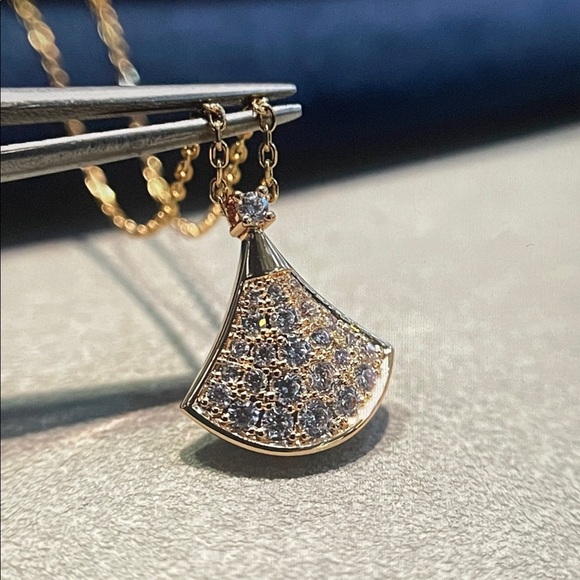 Bulgari Gold and Silver Fan Pendant Necklace